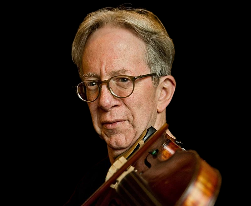 David Rhees with fiddle by Pat O'Loughlin black background